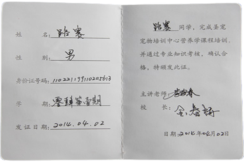 營養師證書