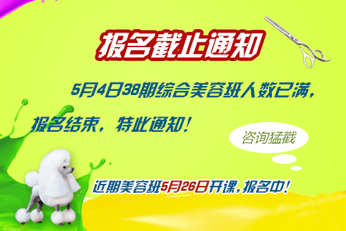 【報(bào)名截止通知】5月4日美容班停止報(bào)名